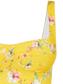 Сарафан корсажный миди с цветочным принтом