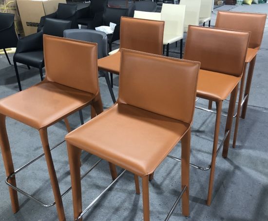 Дизайнерский барный стул Saddle Chair Barstool коричневая кожа