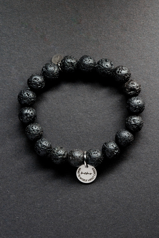 Браслет "Memo about Intention" из вулканической лавы 8 мм с подвеской