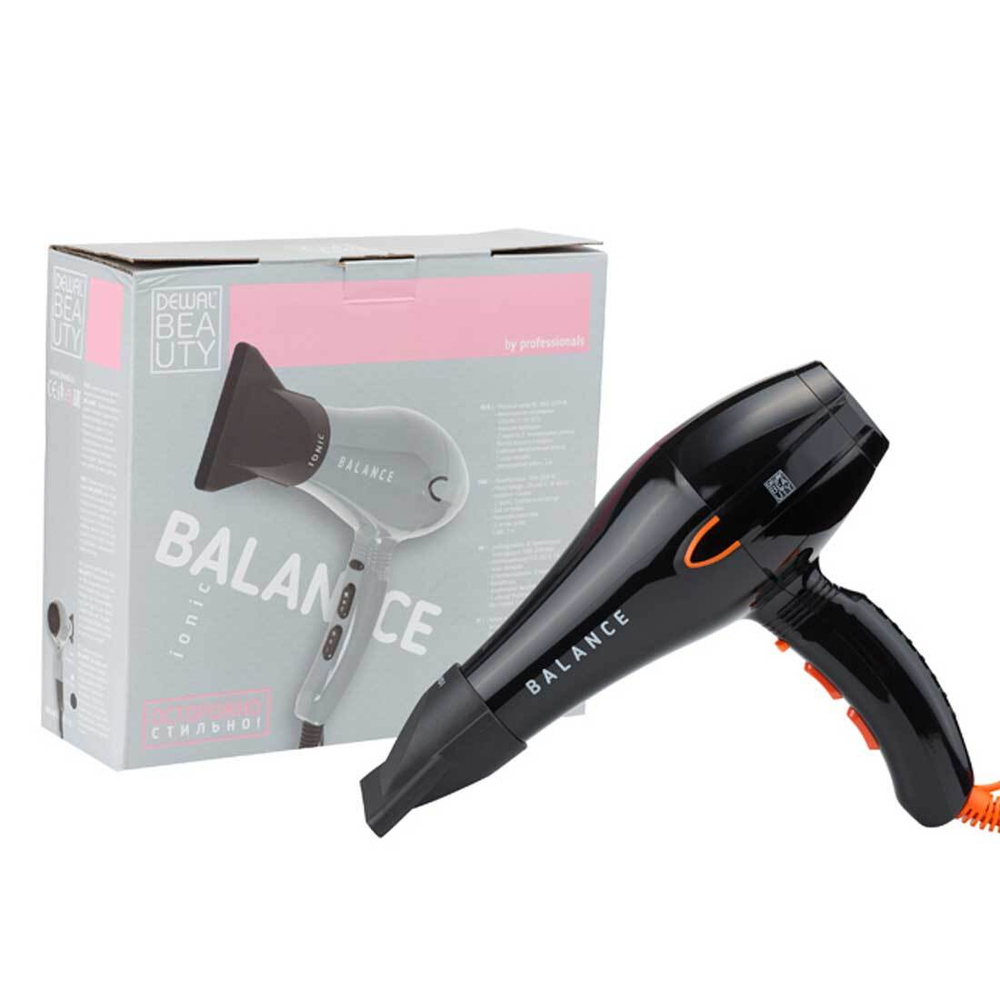 Dewal Beauty Фен BALANCE HD1001- Black, чёрный 2200 вт (1 насадка) 1 шт