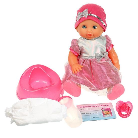 Пупс озвуч Шаинский музыка 25см, пьет, писает, закр. глазки, 4акс, 2000 слов КАРАПУЗ