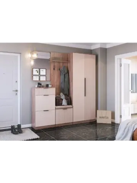 Прихожая с зеркалом комплект мебели 210х38,4х227,4 см