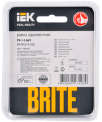BRITE Рамка 1 -местная РУ-1-2-БрЧ стекло черный IEK
