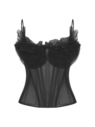 Топ-бюстье из тонкой органзы декорированный воланами