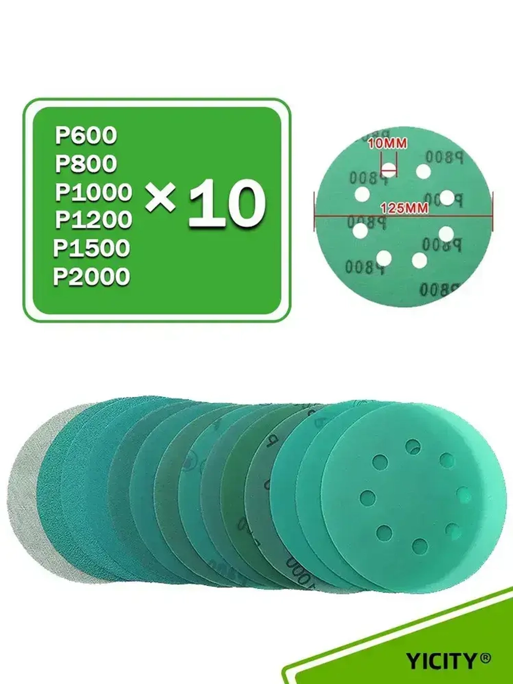 Набор наждачных шлифовальных кругов 125 мм / 60шт /Р600,P800,P1000,P1200,P1500,P2000;