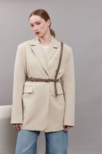 БАЗОВЫЙ ТОНКИЙ РЕМЕНЬ С МЯТОЙ ПРЯЖКОЙ TAUPE