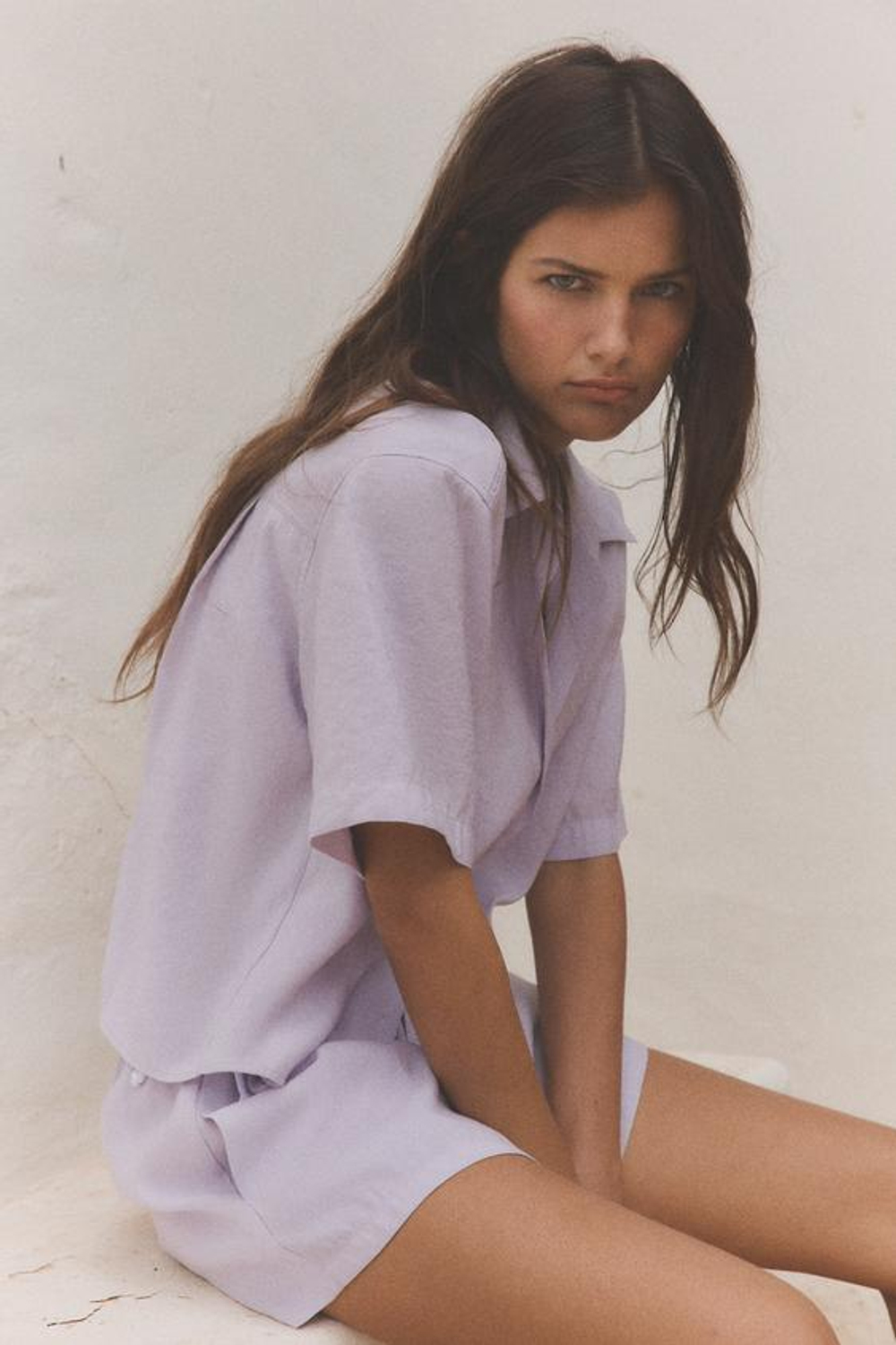 ZARA СВОБОДНЫЕ ШОРТЫ С ПУГОВИЦАМИ, СВЕТЛАЯ МАЛЬВА