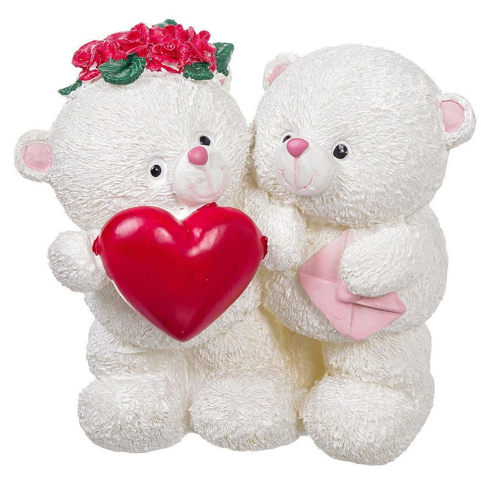 Фигурка декоративная Белые мишки-Любовь, 10.5 см, Y6-2239