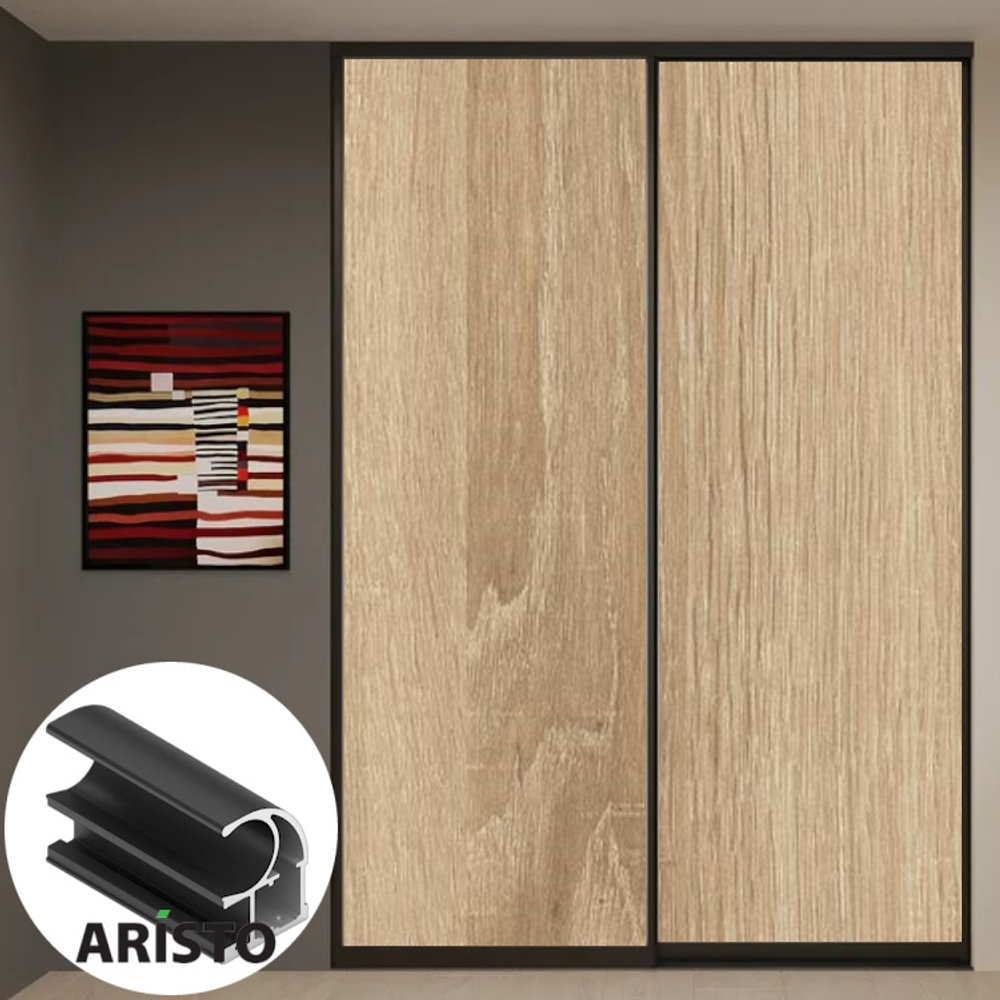 Дверь-купе ARISTO С, ЛДСП EGGER, профиль черный велюр (18 цветов)