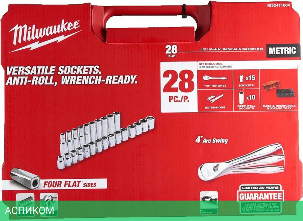 Набор трещотка с головками Milwaukee 4932471864