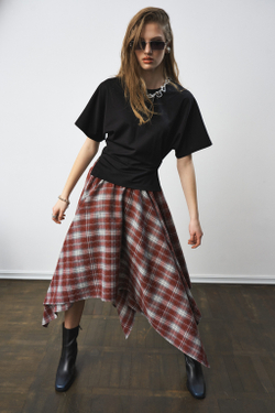 Юбка 1302 принт клетка-килт бордовый