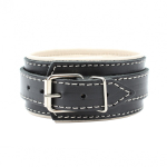 Черный ошейник 36см с бежевым подкладом БДСМ Арсенал 55037