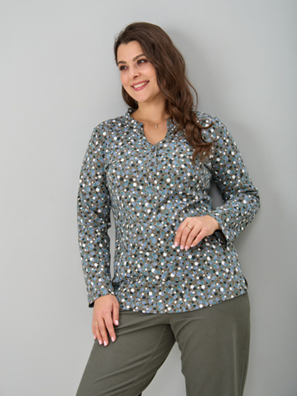 Блузка БЛ-22/хаки-серозеленыйпятна