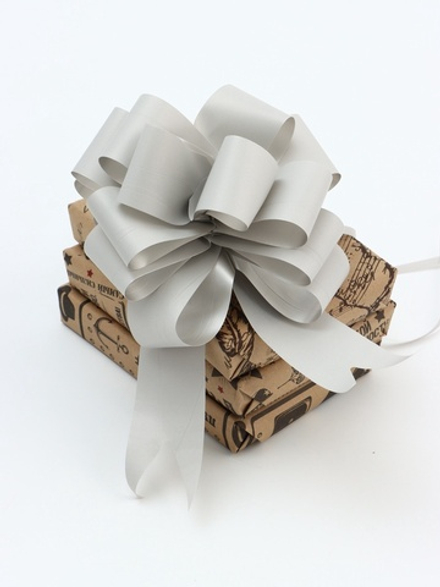 Бант-шар №4.5, белое-серебро матовое