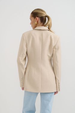 Приталенный жакет со стежкой бежевого цвета