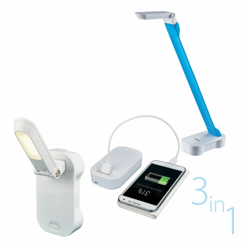 TLD-530 Blue-White/LED/200Lm/6400K/PB Светильник настольный трансформируемый. Механический выключатель. Встроенный аккумулятор. Power bank для зарядки