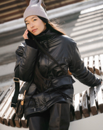 Куртка на кулиске из экокожи  на утеплителе Alpolux