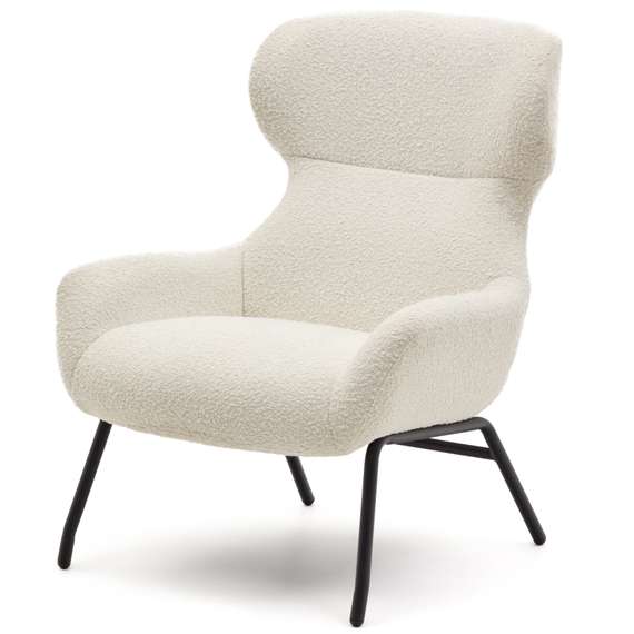 Кресло Belina, белое букле, черные ножки