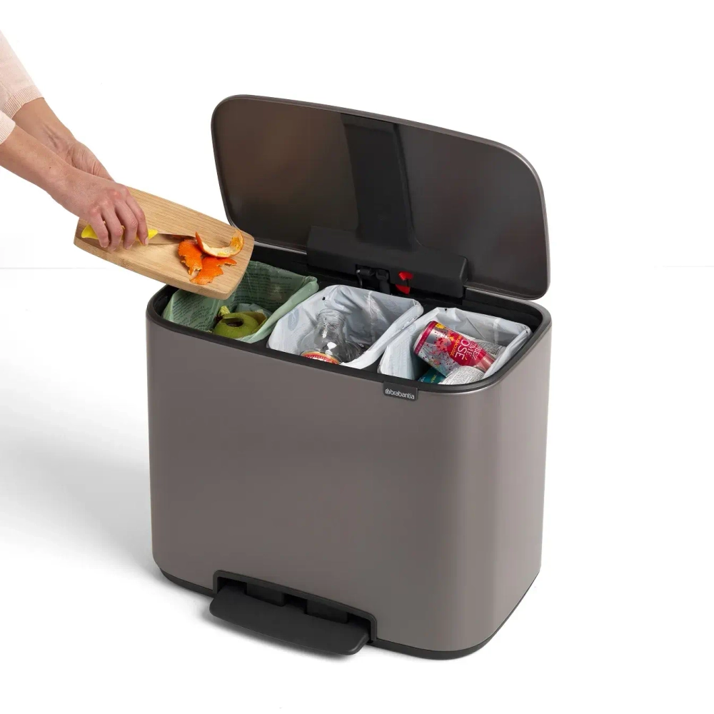 Brabantia Контейнер для мусора Bo 3х11л с сегрегацией, платина