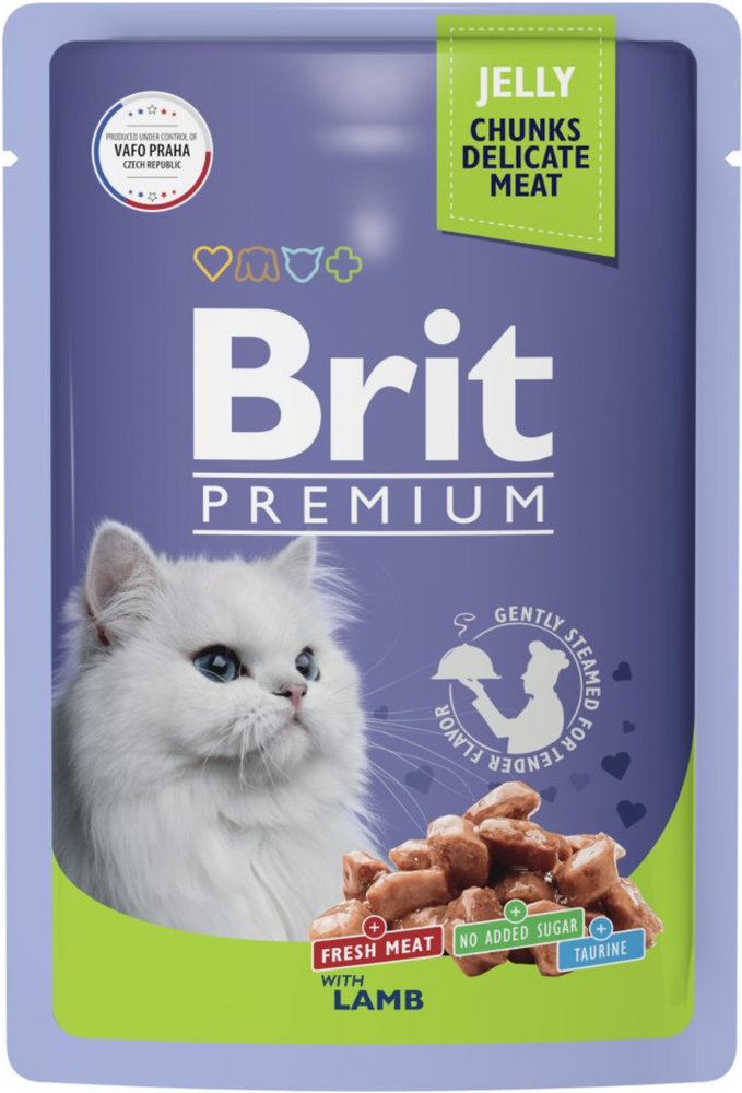 BRIT PREMIUM, Пауч для кошек, Ягнёнок в желе, 85г.*14шт.