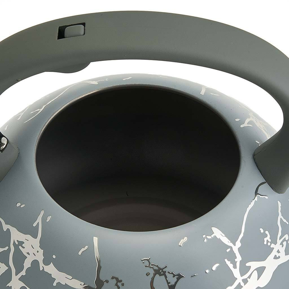 Чайник 3 л из нержавеющей стали со свистком, индукционное дно ALPENKOK AK-540 серый с серебряным, ручка серый