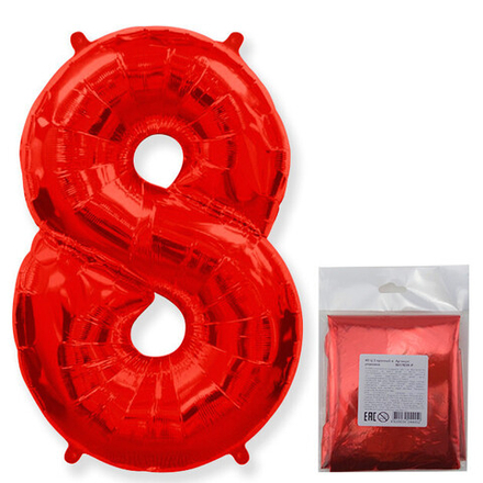 F 40"/102 см, Цифра Красный "8", 1 шт. (в упаковке)