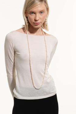 Колье длинное, барочный жемчуг среднего размера