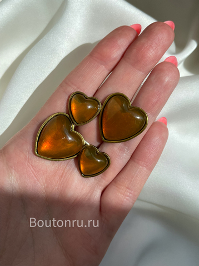 Пуговицы оранжевые сердечки