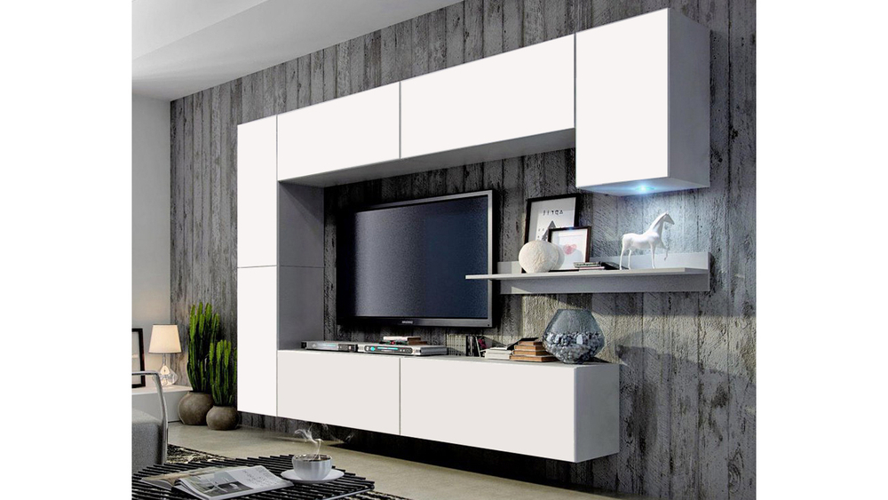 Гостиная 7 Белый Фасадный 0101 256*35*166 см, Белый   Фиеста