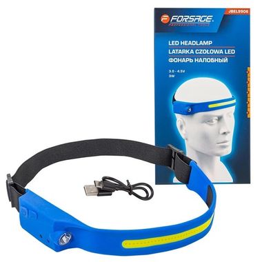 Фонарь налобный ударопрочный (3-4.5V, 3W, IPX4) Forsage F-JBEL9906