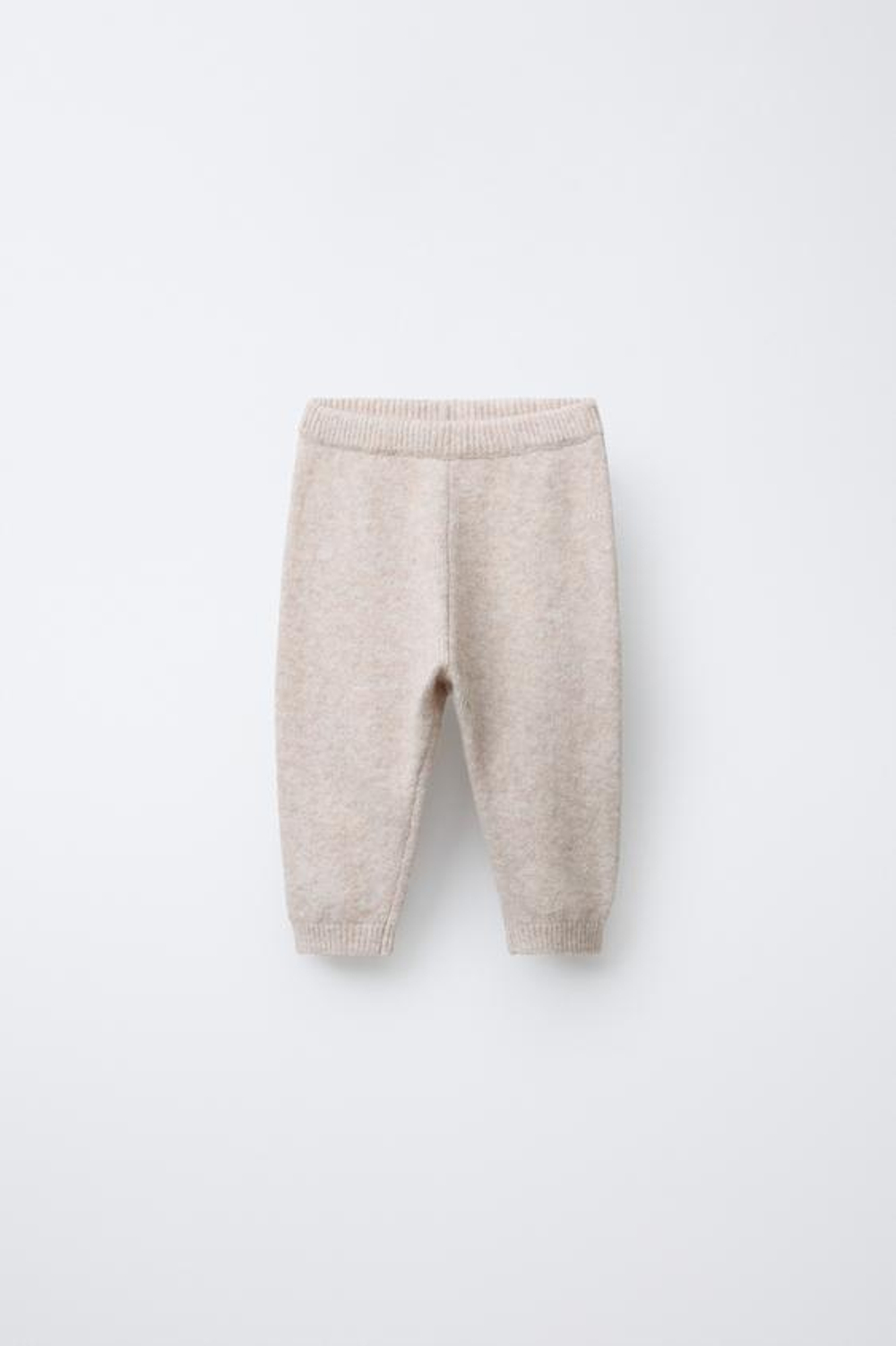 ZARA ТРИКОТАЖНЫЕ ЛЕГИНСЫ С КАРМАНОМ И ЭТИКЕТКОЙ С ЕЖИКОМ, СВЕТЛО-БЕЖЕВЫЙ