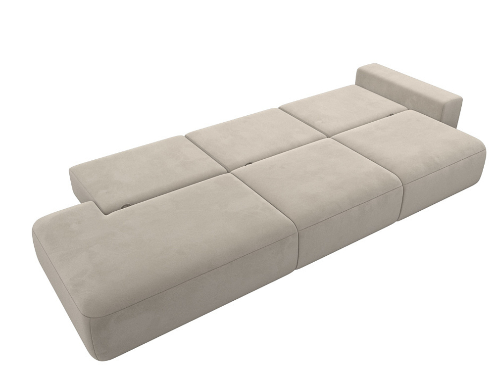 Диван прямой Лига-036 НПБ Модерн Лонг подлокотник справа МИКРОВЕЛЬВЕТ Бежевый