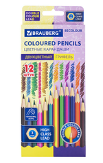 Карандаши двухцветные 12шт. 24цв. "Bicolour" дерево (Brauberg)