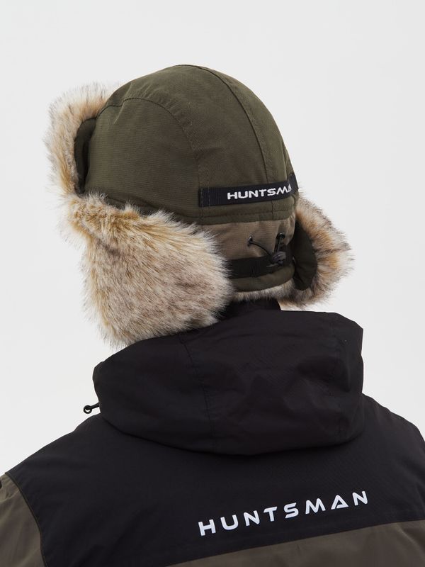 Шапка ушанка зимняя Горка-Люкс ткань Исландия цвет Хаки
