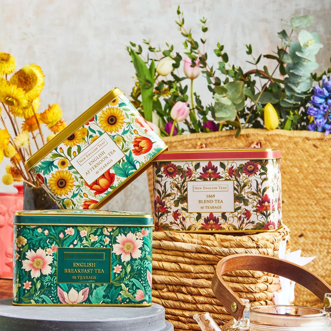 New English Teas Набор чая в пакетиках Embroidery Classic Tea Tin Set, 3шт