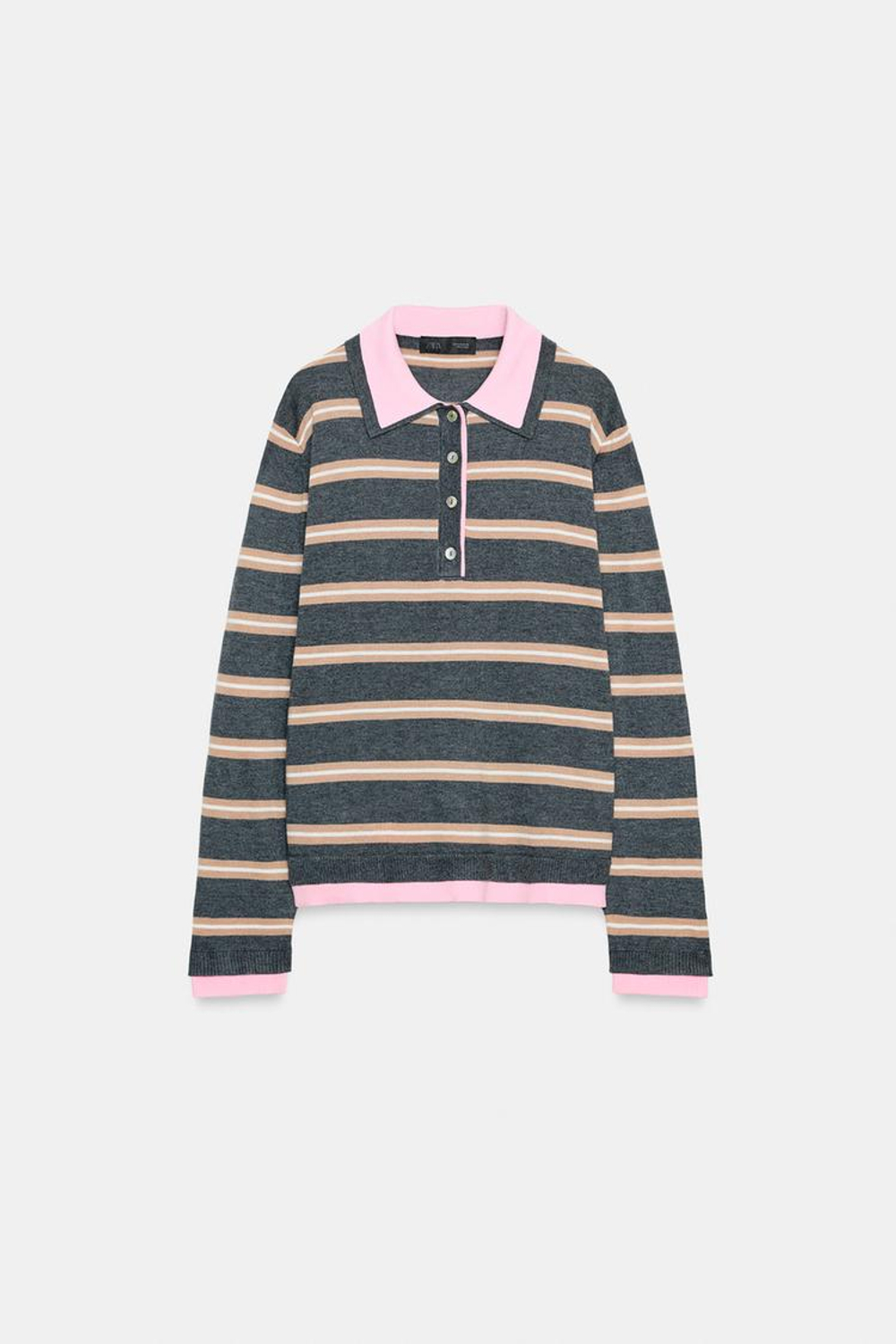 ZARA КОМБИНИРОВАННОЕ ТРИКОТАЖНОЕ ПОЛО В ПОЛОСКУ, РАЗНОЦВЕТНЫЙ