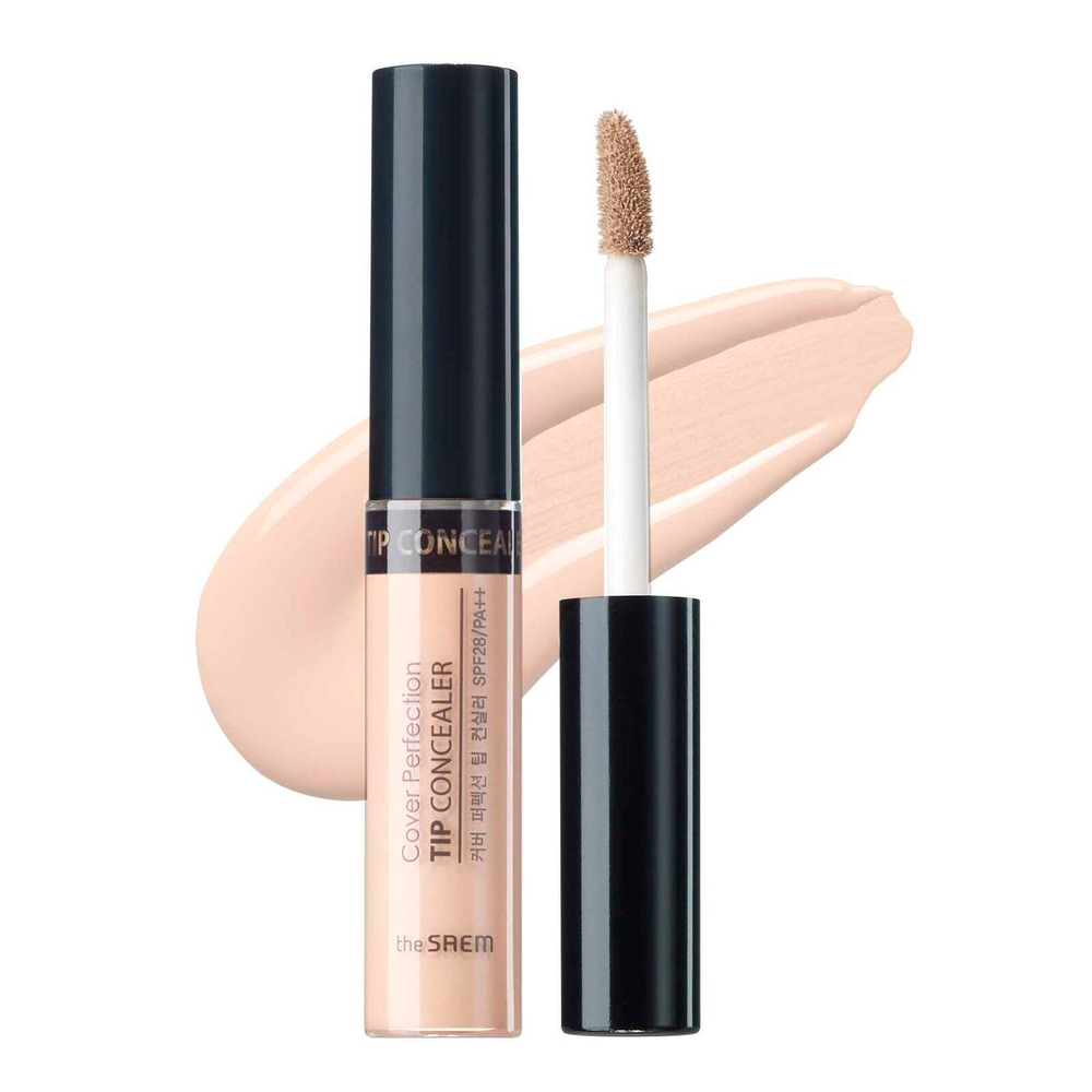 The Saem, Cover Perfection, консилер для кончиков пальцев, SPF 28 PA ++, 01 прозрачный бежевый, 0,23 унции
