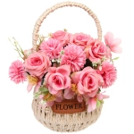 Цветочная композиция «Весенняя мелодия» 13*26см в корзинке розовый цвет