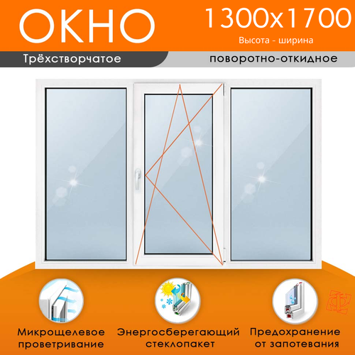 Пластиковое окно 1300 х 1700 ТермА Эко