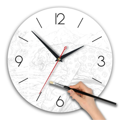 Часы раскраска "Леопард на охоте" Декор для дома, подарок