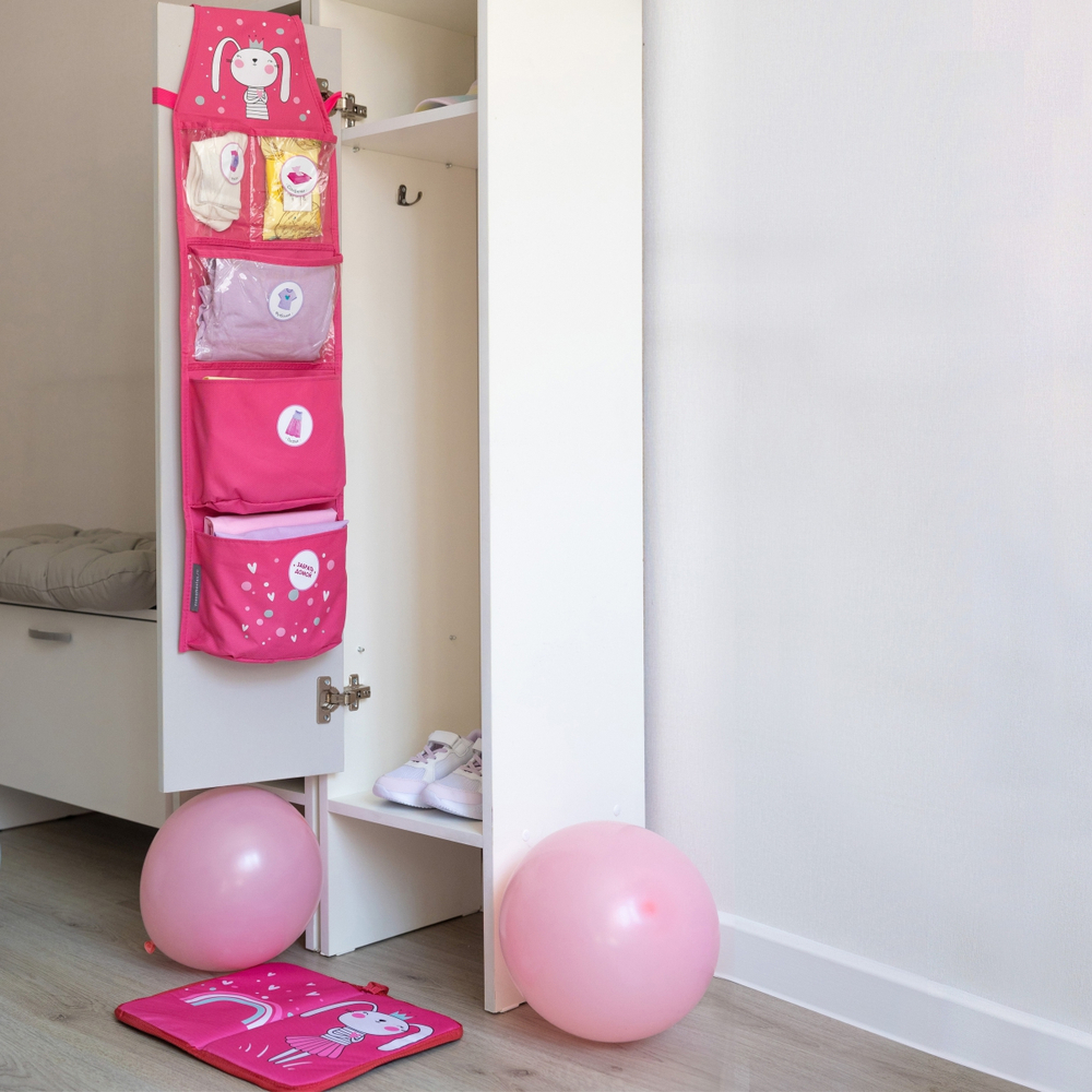 Набор для детского сада: кармашек, коврик, наклейки. Зайка