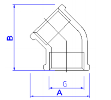 Угольник Valtec 1/2" ВР с внутренней резьбой 45° латунный никелированный VTr.091.N.0004