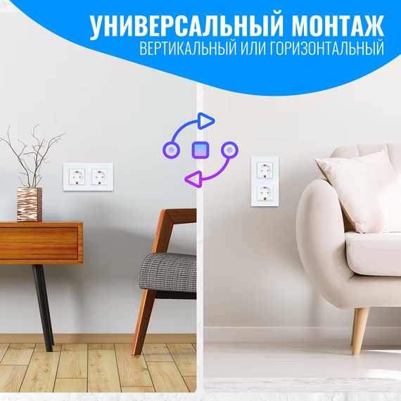 Розетка на два поста с заземлением Smart Aura 16А со стеклянной рамкой