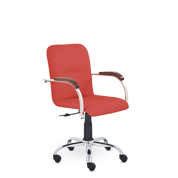 Кресло Самба GTP СН D8 (темный орех) S-0421 (красный)