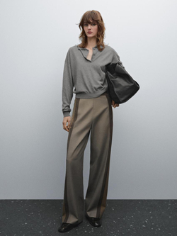 Massimo Dutti Свитер с воротником поло, серый