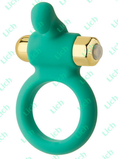 Эрекционное кольцо с вибростимулятором клитора нежно-мятного цвета, 5.3 см