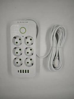 Сетевой фильтр Artdem с предохранителем, удлинитель сетевой 5м, 2500 Вт, 5 метров, 6 розеток