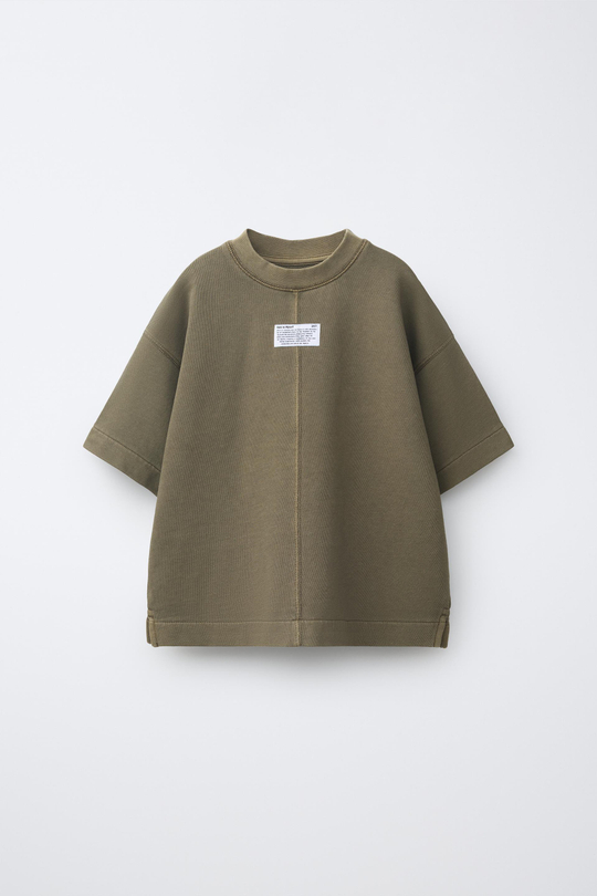 ZARA ФУТБОЛКА GARMENT DYE, ХАКИ