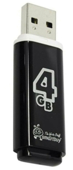 USB флеш накопитель 4 Gb SmartBuy Glossy, USB 2.0, черный, SB4GBGS-K (512764)