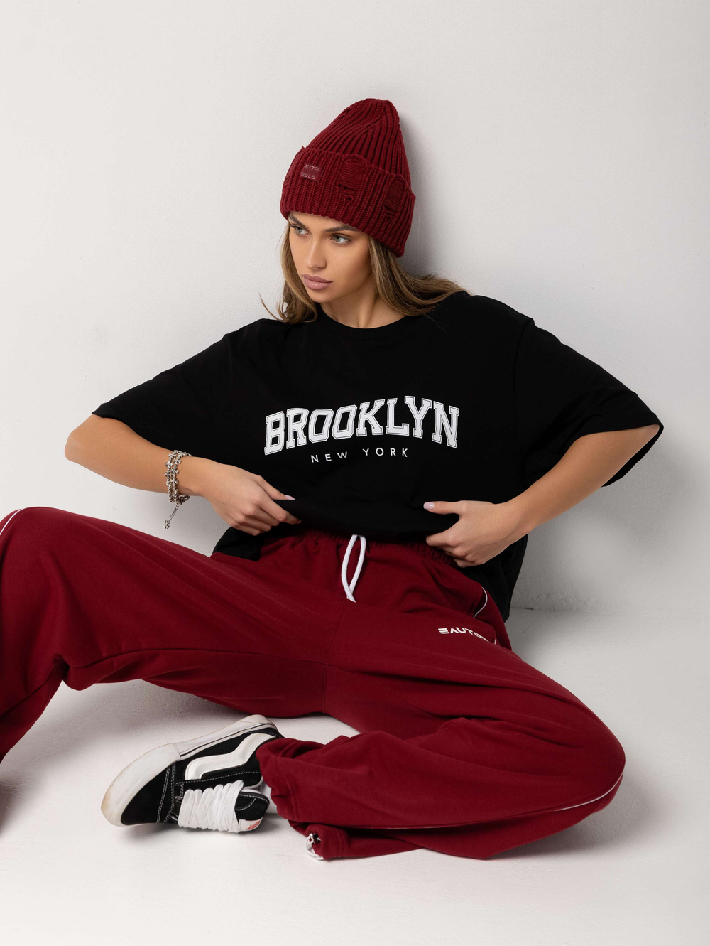 Футболка оверсайз с принтом длинная Brooklyn